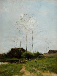 Landskap med herde och får (olja på duk)