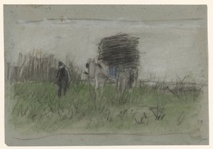 Man med häst och vagn i sanddynerna av Anton Mauve