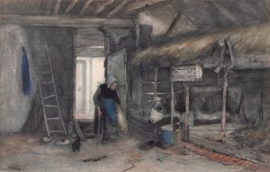 Morgonsysslor, ca 1845-65 (akvarell på papper) av Anton Mauve