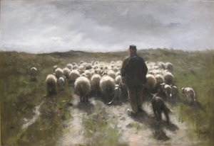 Herde och får av Anton Mauve
