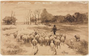 Herde med sin hjord, ca. 1870. av Anton Mauve