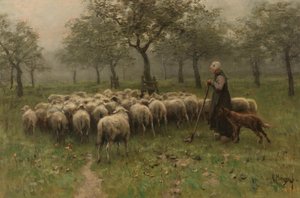 Herdinna med en fårflock av Anton Mauve