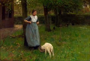 Kvinna från Laren med lamm av Anton Mauve