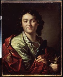 Porträtt av komikern Fedor (Fyodor) Volkov (cirka 1729-1763), grundare av den första ryska teatern (Porträtt av F. Volkov, grundaren av den första ryska teatern). Målning av Anton Pavlovich Losenko (1737-1773), olja på duk