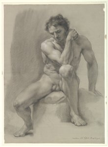 Sittande manlig nakenmodell av Anton Raphael Mengs