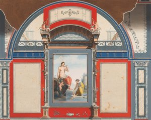 Väggmålning av ett romerskt hus på tomten till Villa Negroni i Rom, Venus och en nymf med eroter. 1778