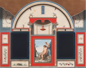 Väggmålning av ett romerskt hus på tomten till Villa Negroni i Rom, som visar Venus och den sårade Adonis. 1778 av Anton Raphael Mengs