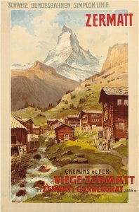Zermatt, ca 1900 (lito i färg)