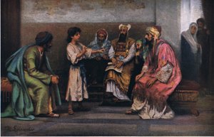 Kristus med läkarna i templet, från Hulberts Story of the Bible publicerad av The John Winston Company, 1932 av Anton Robert Leinweber