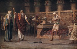 Moses och Aaron före Farao, från Hulberts Story of the Bible publicerad av The John Winston Company, 1932