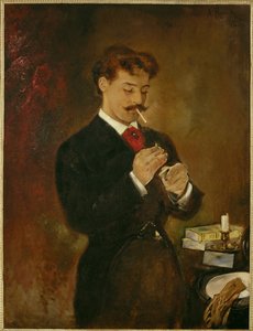 Porträtt av en ung man ... (målning på duk) av Anton Romako