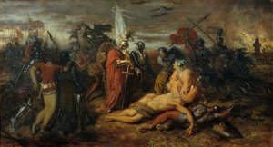 Rudolf von Habsburg vid liket av Přemysl Ottokar, kung av Böhmen