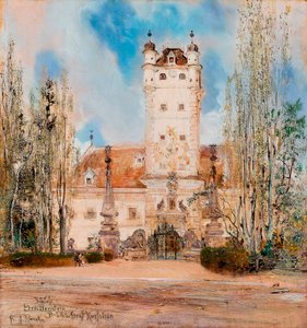 Exteriör vy av slottet Greillenstein i Österrike - Målning av Anton Romako (1832-1889) av Anton Romako