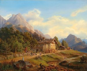 Tyska: Partie am Hintersee i Ramsau nära Berchtesgaden