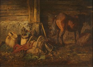 Stallinredning med häst