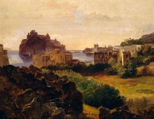 Utsikt över Ischia med slott