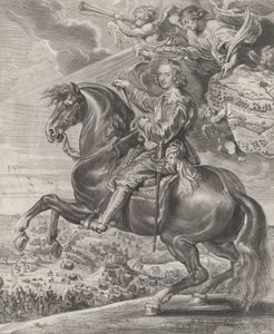 Porträtt av kardinal-Infante Ferdinand av Österrike, till häst, ca. 1630-54. av Anton van der Does