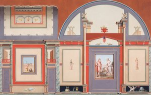 Väggmålning av ett romerskt hus på Villa Negronis tomt i Rom, Mars (?), Venus och Amor. 1793 av Anton von Maron