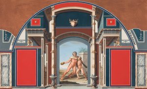 Väggmålning av ett romerskt hus på tomten till Villa Negroni i Rom, Drunken Hercules. 1781 av Anton von Maron