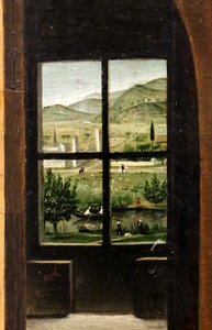 S:t Jerome i sitt arbetsrum, detalj, ca 1475 (olja på pannå)