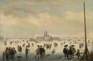 Skridskoåkning (olja på panel) av Antoni (1594 1641) Verstralen