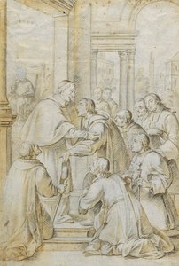 Saint Bruno möter biskop Hugh av Köln