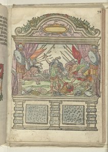 Allegorisk scen på scenen i hörnet av Grote Markt, 1578 av Antoni van Leest