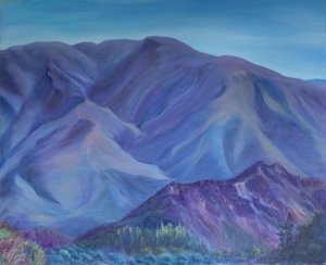 Blue Mountain, Andalusien, 2001 (olja på duk) av Antonia Myatt