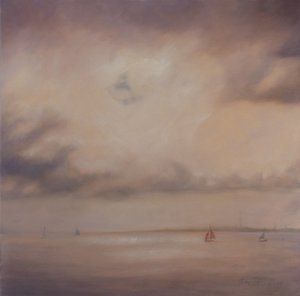 Familj av båtar, 2014 (olja på duk) av Antonia Myatt