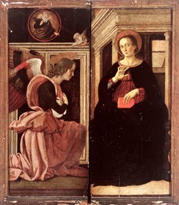 Annunciation (tempera på panel) av Antoniazzo Romano