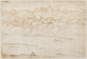 Utsikt över Janiculum Hill sett från Tibern (recto) av Antonie van den Wyngaerde