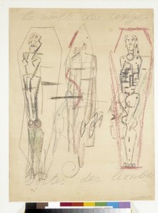 Änglarnas revolt när de kommer ut ur limbo. Teckning av Antonin Artaud (1896-1948)