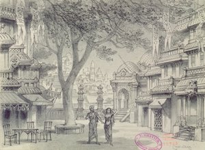 Scenografi för akt II av operan Lakme, av Leo Delibes (1836-91)