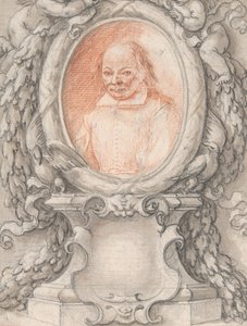 Ovalt porträtt av en man i en utarbetad ram med en kartusch, ca. 1724. av Antonino Grano