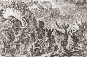 Röda havet dränker Faraos armé av Antonio (after) Tempesta