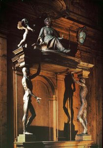 Statyer av två nakna och hudlösa män, känd som gli spellati (de flåade), anatomisk teater av Antonio (d.1663) Paolucci