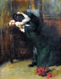 Kyssen av Antonio Ambrogio Alciati (1878-1929), - Pastell på papper, 56x44 cm - Privat samling