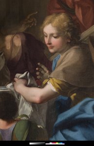"Saint Gregorius den store vid ett bord med Jesus förklädnad i pelerin" (detalj) 1729-1731 (målning)