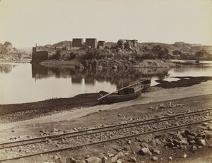 Philae, utsikt över Nilens östra strand, nordväst av Antonio Beato