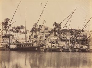 Utsikt över Assuan - längs Nilen, ca. 1870-1880-talen. av Antonio Beato
