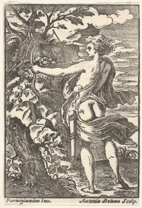 Callisto jakt med dragen båge, efter Parmigianino, 1720-1740. av Antonio Belemo