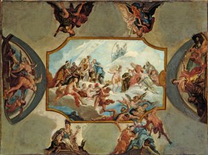 vördnad för kurfursten Johann Wilhelm von der Pfalz - Design för en takmålning för Bensberg Castle