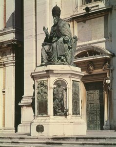 Monument till påven Sixtus V utanför basilikan i Loreto av Antonio Calcagni