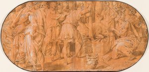 Elia offrar i Ahabs närvaro. Omkring 1557 av Antonio Campi