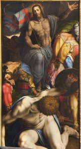 Uppståndelsemålningen av Antonio Campi (1523-1587) 1500-talskyrkan Santa Maria dei Miracoli nära San Celso Milano, Italien