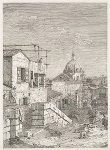 Utsikt: Huset med inskriften, 1735-1746. av Giovanni Antonio Canal