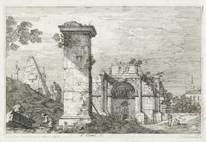 Utsikt: Den isolerade pelaren av Antonio Canaletto
