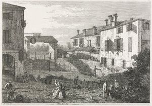 Utsikt: Kanalslussen vid Dolo, 1735-1746. av Giovanni Antonio Canal
