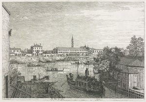 Utsikt: Hamnen i Dolo, 1735-1746. av Giovanni Antonio Canal