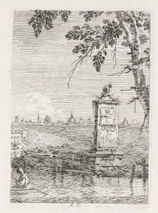 Utsikt: Det lilla monumentet under ett träd av Antonio Canaletto
